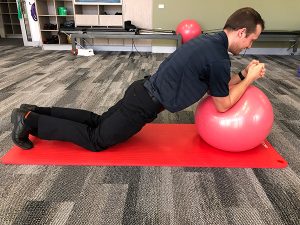 Plank on swissball isometric exercise